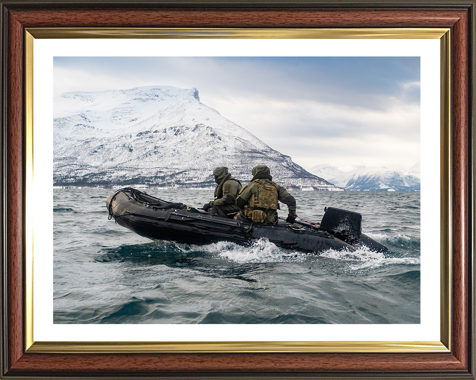 Royal Marines on a rigid inflatable boat Photo Print - 30 Commando Hampshire Prints 10 x 8 Classic Frame Yes