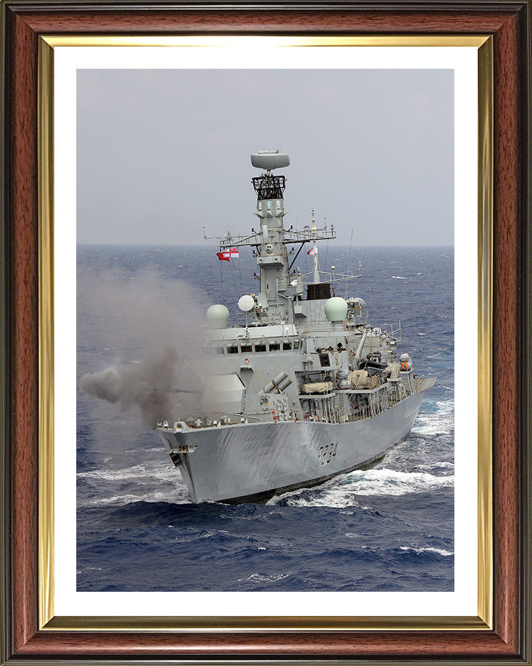 HMS Iron Duke (F234) Photo Print - Fires 4.5 Inch Gun - Royal Navy Type 23 Frigate Hampshire Prints 10 x 8 Classic Frame Yes
