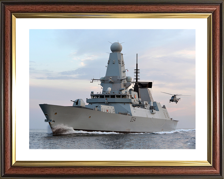 HMS Diamond (D34) Photo Print - With Sea King 2012 - Royal Navy Type 45 Destroyer Hampshire Prints 10 x 8 Classic Frame Yes