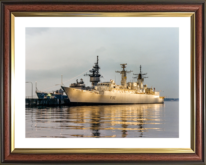 HMS Boxer (F92) Royal Navy Type 22 Frigate Floodlit in Harbour Photo Print Wall Art Decor Posters, Prints, & Visual Artwork Hampshire Prints 10 x 8 Classic Frame Yes
