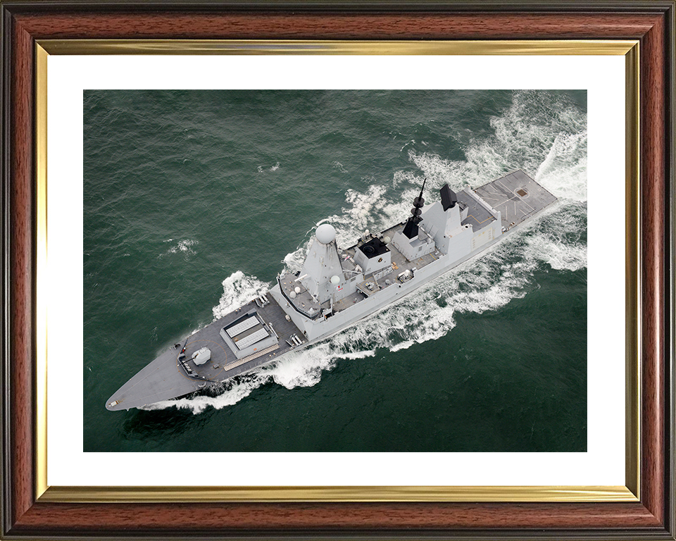HMS Daring (D32) Royal Navy Type 45 Destroyer From Above 2014 Photo Print Wall Art Decor Posters, Prints, & Visual Artwork Hampshire Prints 10 x 8 Classic Frame Yes