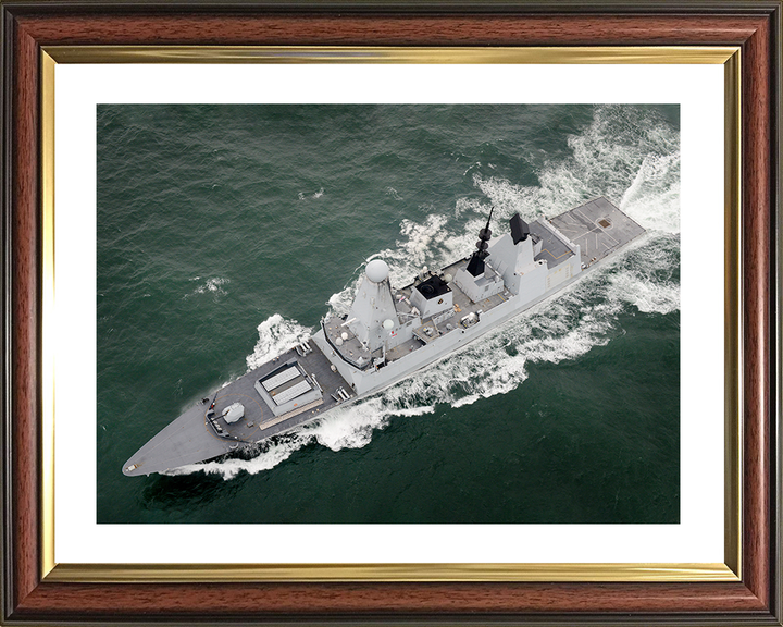 HMS Daring (D32) Royal Navy Type 45 Destroyer From Above 2014 Photo Print Wall Art Decor Posters, Prints, & Visual Artwork Hampshire Prints 10 x 8 Classic Frame Yes
