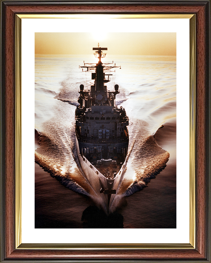 HMS Boxer (F92) Royal Navy Type 22 Frigate At Sunset 1997 Photo Print Wall Art Decor Posters, Prints, & Visual Artwork Hampshire Prints 10 x 8 Classic Frame Yes
