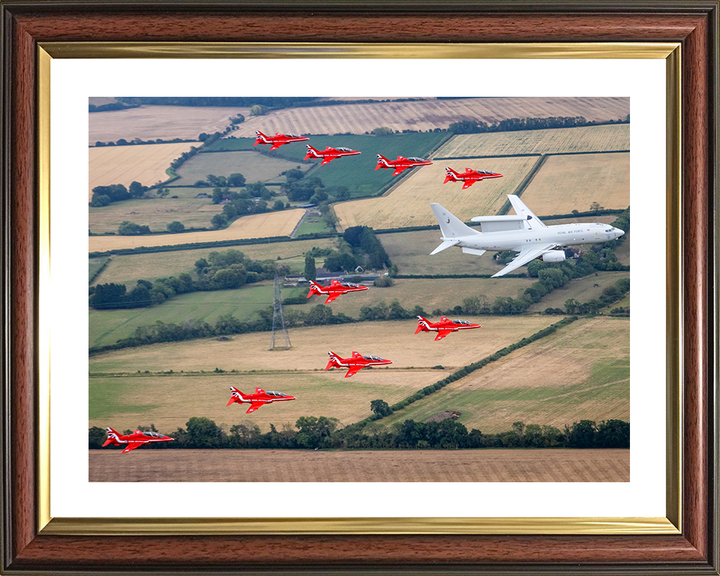 RAF E-7 Wedgetail AEW Mk1 and Red Arrows Photo Print - Royal Air Force Aircraft Hampshire Prints 10 x 8 Classic Frame Yes