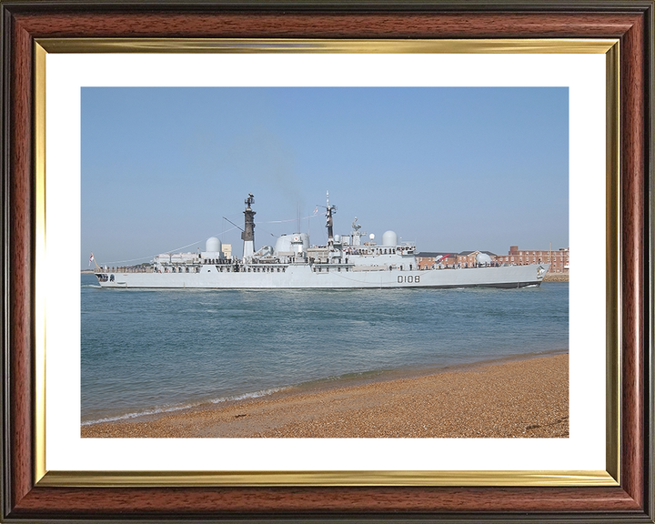 HMS Cardiff (D108) Royal Navy Type 42 Destroyer Paying Off Photo Print Wall Art Decor Posters, Prints, & Visual Artwork Hampshire Prints 10 x 8 Classic Frame Yes