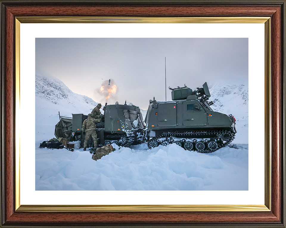 Royal Marine Commando Mortar Team Fire from a Viking Photo Print 45 Commando Marines Wall Art Military Decor Posters, Prints, & Visual Artwork Hampshire Prints 10 x 8 Classic Frame Yes