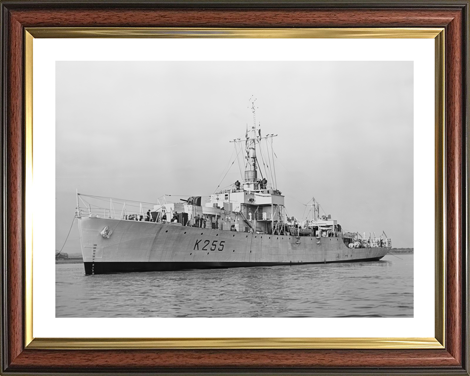 HMS Ballinderry (K255) Photo Print - At Anchor 1943 - Royal Navy River Class Frigate Hampshire Prints 10 x 8 Classic Frame Yes