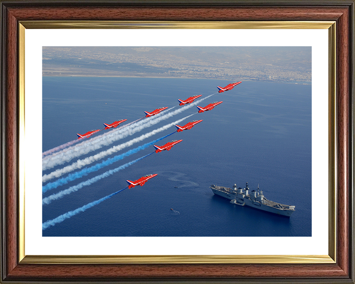 HMS Illustrious (R06) Photo Print - With Red Arrows - Royal Navy Invincible Class Aircraft Carrier Hampshire Prints 10 x 8 Classic Frame Yes