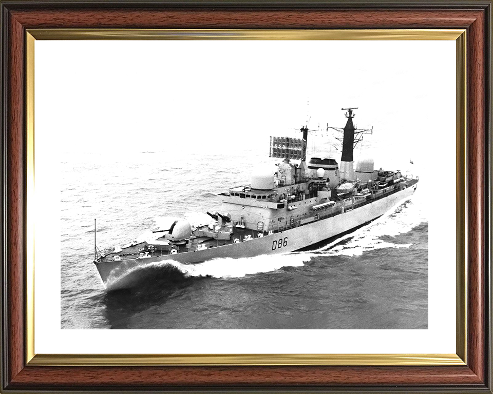 HMS Birmingham (D86) Royal Navy Type 42 Destroyer High Port Bow View Photo Print Wall Art Decor Posters, Prints, & Visual Artwork Hampshire Prints 10 x 8 Classic Frame Yes