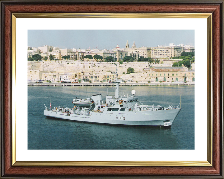 HMS Beagle H319 (A319) Royal Navy Bulldog Class Survey Vessel Leaving Harbour Photo Print Wall Art Decor Posters, Prints, & Visual Artwork Hampshire Prints 10 x 8 Classic Frame Yes