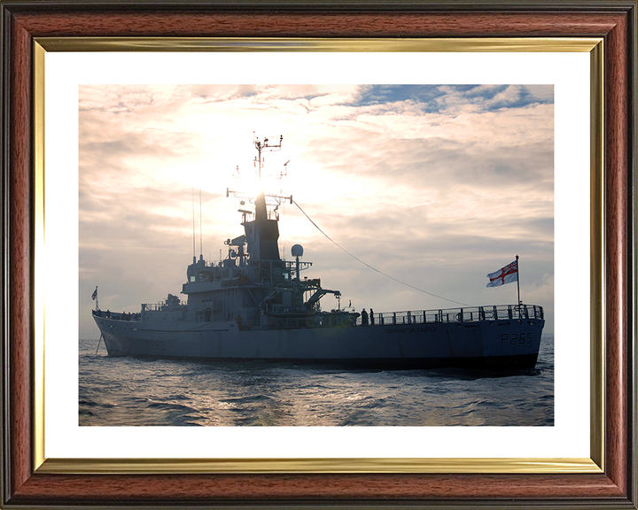 HMS Dumbarton Castle (P265) Royal Navy Castle Class Patrol Vessel At Anchor Photo Print Wall Art Decor Posters, Prints, & Visual Artwork Hampshire Prints 10 x 8 Classic Frame Yes