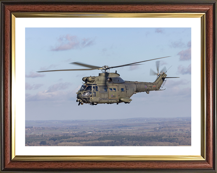 RAF Puma HC2 Helicopter in flight Photo Print - Royal Air Force Aircraft Hampshire Prints 10 x 8 Classic Frame Yes