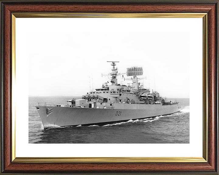 HMS Norfolk (D21) Photo Print - Low Port Side View - Royal Navy County Class Destroyer Hampshire Prints 10 x 8 Classic Frame Yes
