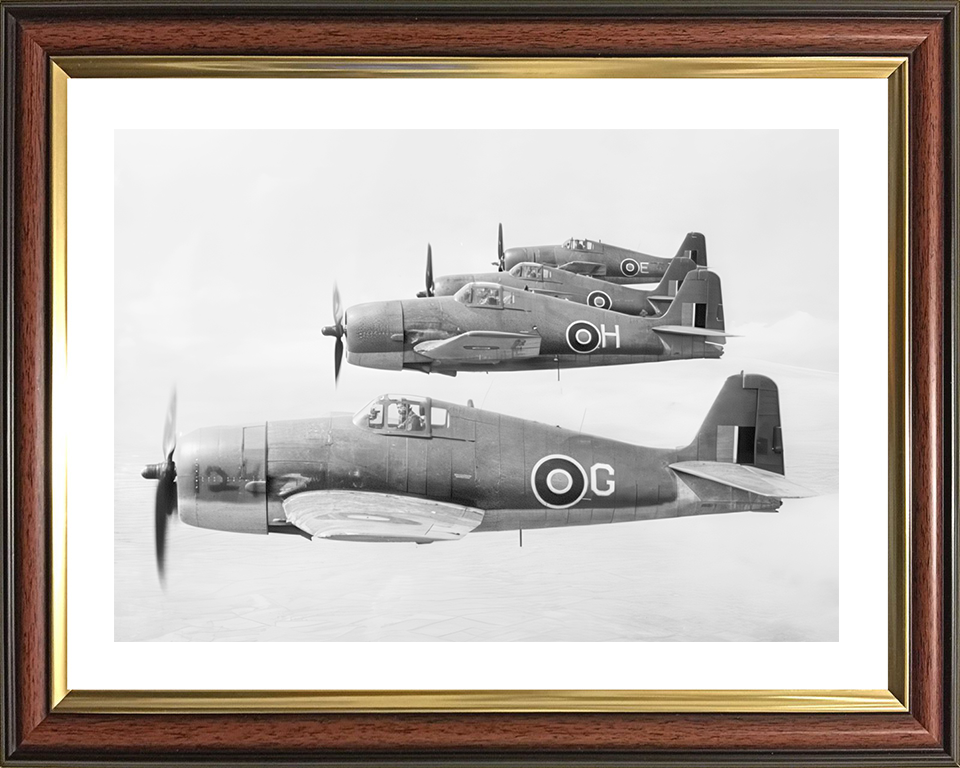 Four Grumman Hellcat F.I Fighters in Flight Photo Print - Royal Navy Aircraft Hampshire Prints 10 x 8 Classic Frame Yes
