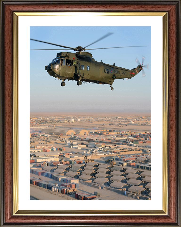Sea King Mk4 Helicopter Flying over Camp Bastion 2011 Photo Print - Royal Navy Aircraft Posters, Prints, & Visual Artwork Hampshire Prints 10 x 8 Classic Frame Yes
