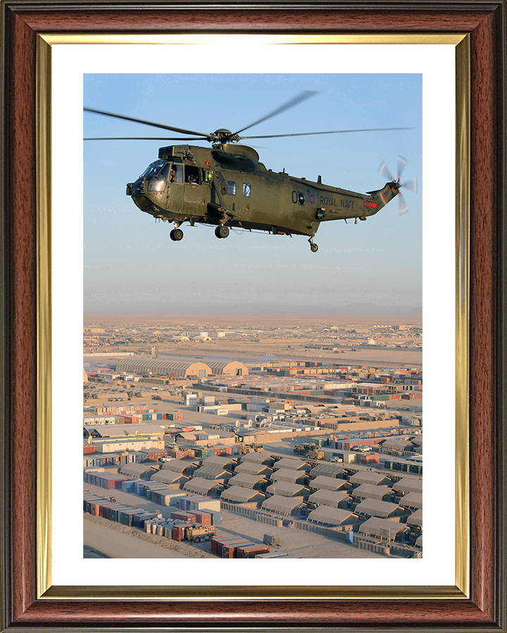 Sea King Mk4 Helicopter Flying over Camp Bastion 2011 Photo Print - Royal Navy Aircraft Posters, Prints, & Visual Artwork Hampshire Prints 10 x 8 Classic Frame Yes