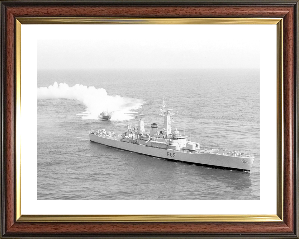 HMS Bacchante (F69) Royal Navy Leander Class Frigate With Patrol Vessel Photo Print Wall Art Decor Posters, Prints, & Visual Artwork Hampshire Prints 10 x 8 Classic Frame Yes