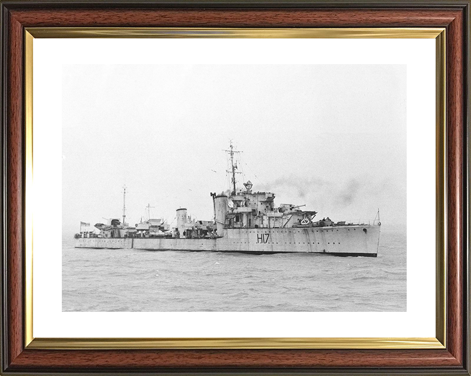 HMS Escapade (H17) - At Sea 1944 - Royal Navy E Class Destroyer Photo Print Wall Art Naval Decor UK Posters, Prints, & Visual Artwork Hampshire Prints 10 x 8 Classic Frame Yes