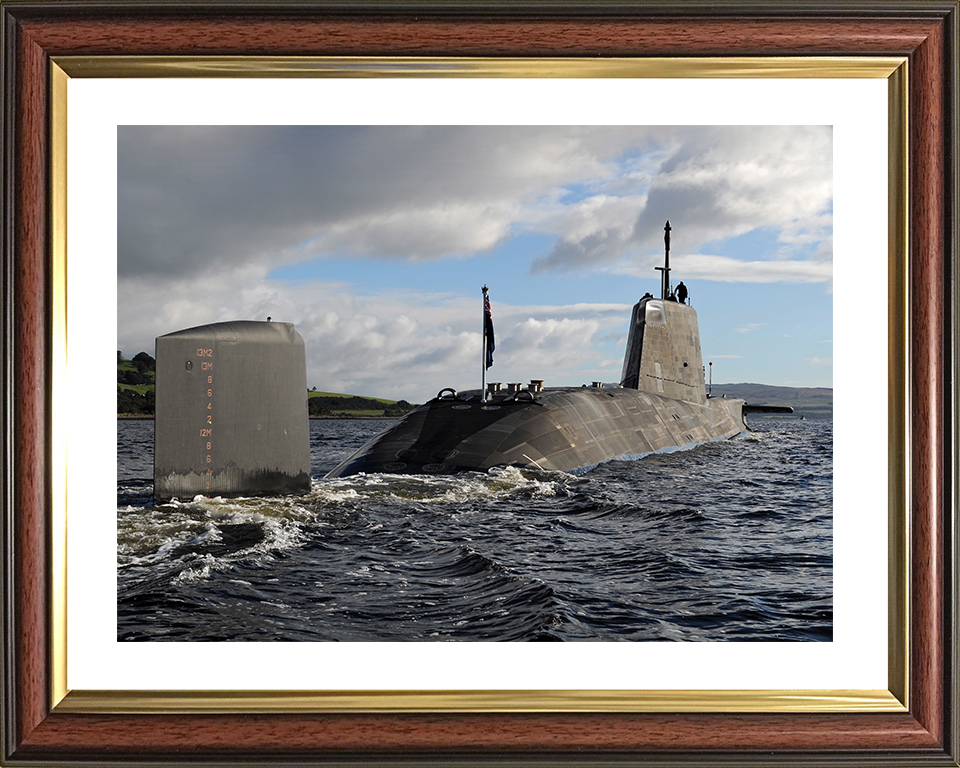 HMS Ambush (S120) Photo Print - Starboard Quarter View 2012 - Royal Navy Astute Class Submarine Hampshire Prints 10 x 8 Classic Frame Yes