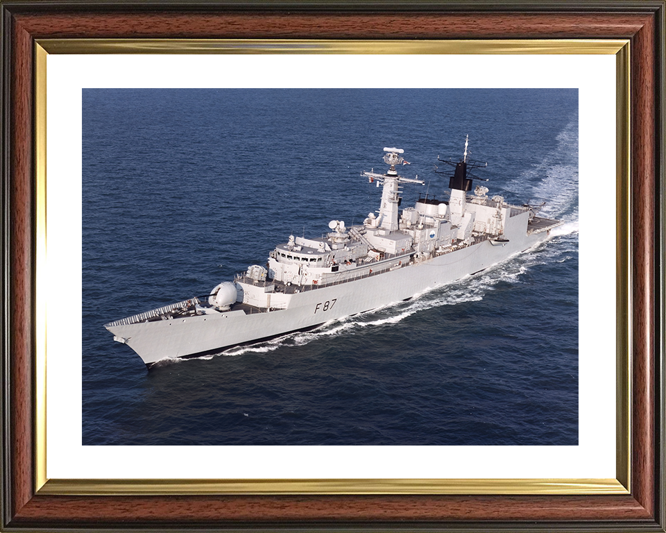 HMS Chatham (F87) Royal Navy Type 22 Frigate High Port Side View Photo Print Wall Art Decor Posters, Prints, & Visual Artwork Hampshire Prints 10 x 8 Classic Frame Yes