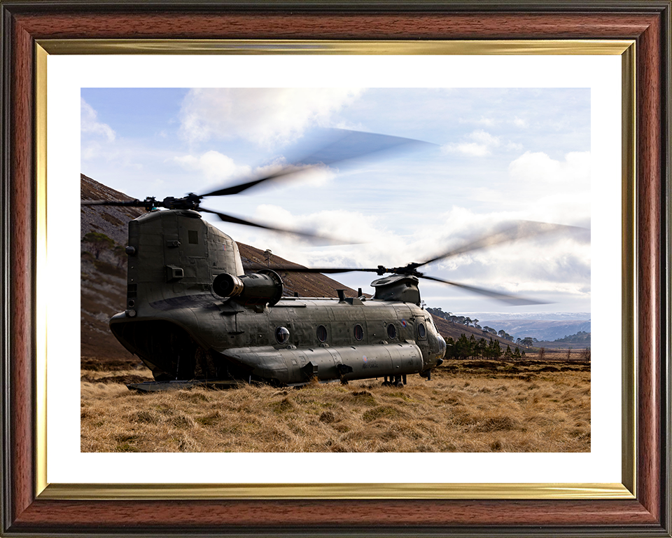 RAF Chinook Helicopter In The Highlands Photo Print - Royal Air Force Aircraft Hampshire Prints 10 x 8 Classic Frame Yes
