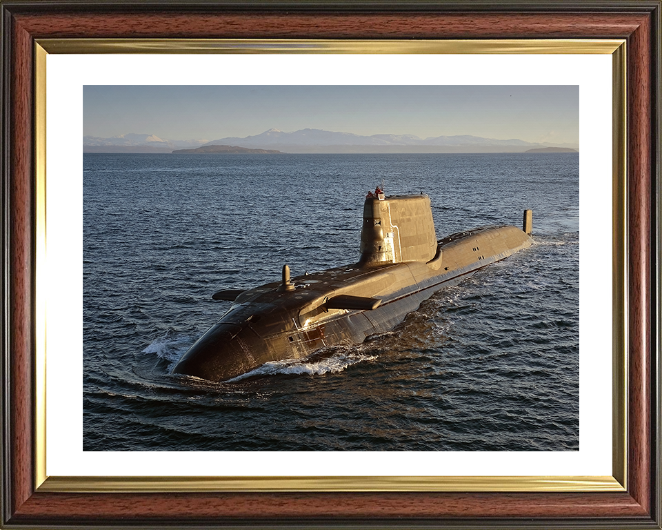 HMS Astute (S119) Photo Print - Port Bow View - Royal Navy Astute Class Submarine Hampshire Prints 10 x 8 Classic Frame Yes