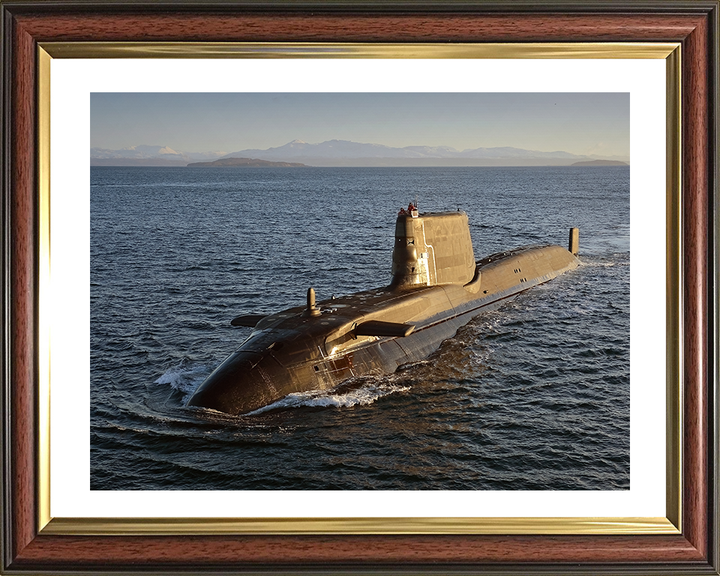 HMS Astute (S119) Photo Print - Port Bow View - Royal Navy Astute Class Submarine Hampshire Prints 10 x 8 Classic Frame Yes