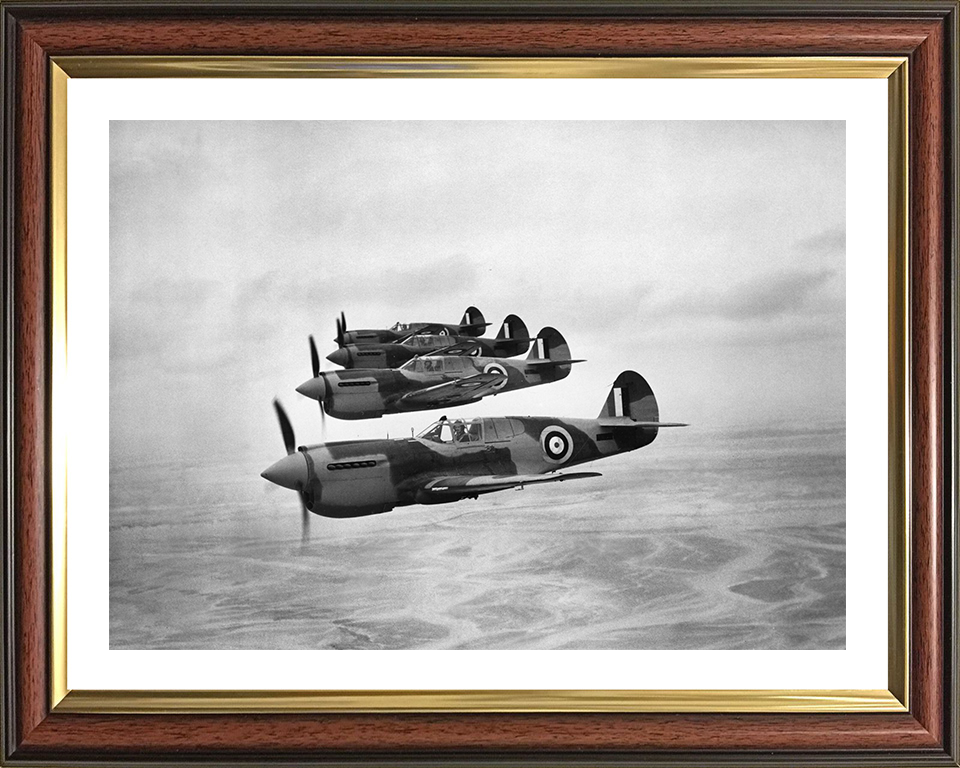 RAF Kittyhawk Mark Is in Formation Photo Print - Royal Air Force Aircraft Hampshire Prints 10 x 8 Classic Frame Yes