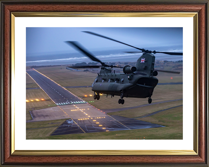 RAF Chinook Helicopter and Runway Photo Print - Royal Air Force Aircraft Hampshire Prints 10 x 8 Classic Frame Yes