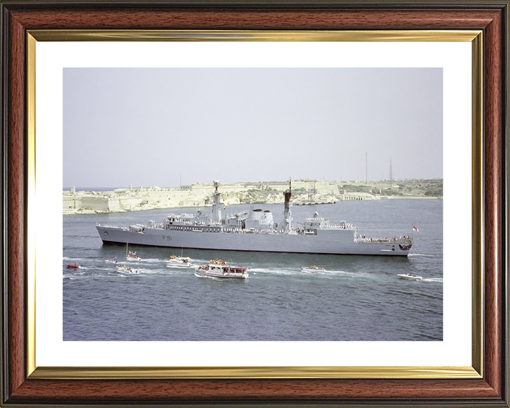 HMS Brazen (F91) Royal Navy Type 22 Frigate Leaving Valletta Malta Photo Print Wall Art Decor Posters, Prints, & Visual Artwork Hampshire Prints 10 x 8 Classic Frame Yes