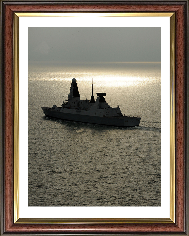 HMS Daring (D32) Photo Print - At Sunset 2010 - Royal Navy Type 45 Destroyer Hampshire Prints 10 x 8 Classic Frame Yes
