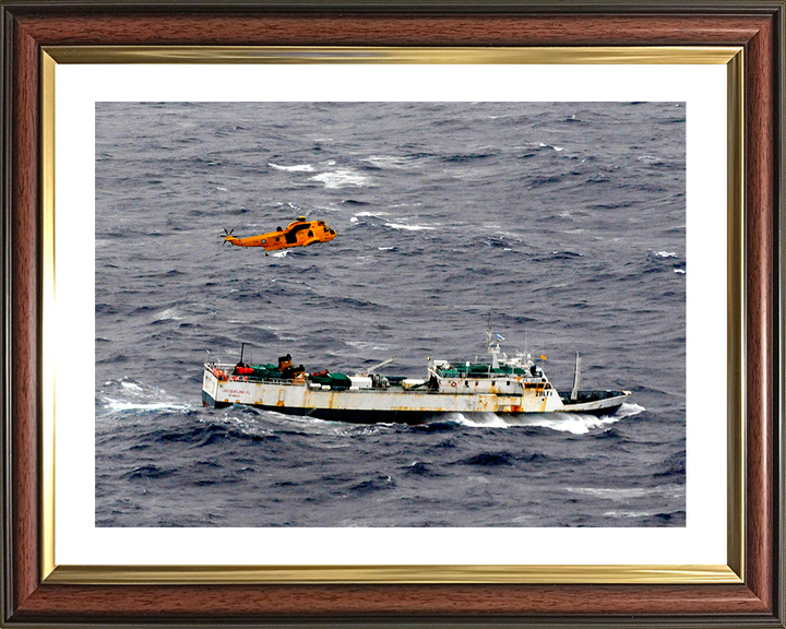 RAF (SAR) Sea King Helicopter Fisherman Rescue Photo Print - Royal Air Force Aircraft Posters, Prints, & Visual Artwork Hampshire Prints 10 x 8 Classic Frame Yes