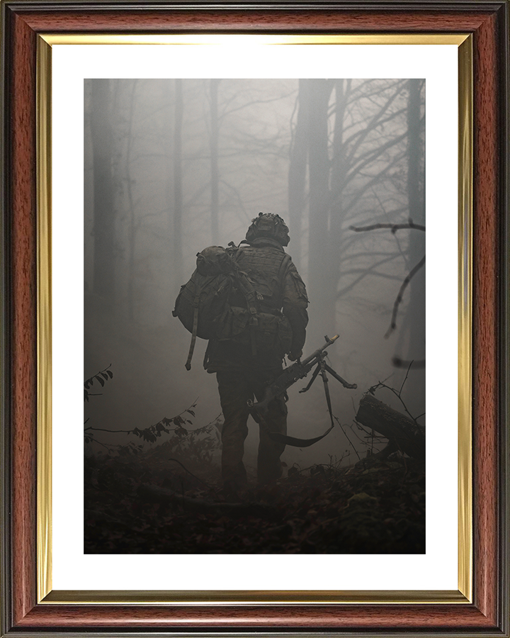 British Army Soldier Officer Cadet Woodland Portrait on Exercise Photo Print Wall Art Military Decor Posters, Prints, & Visual Artwork Hampshire Prints 10 x 8 Classic Frame Yes
