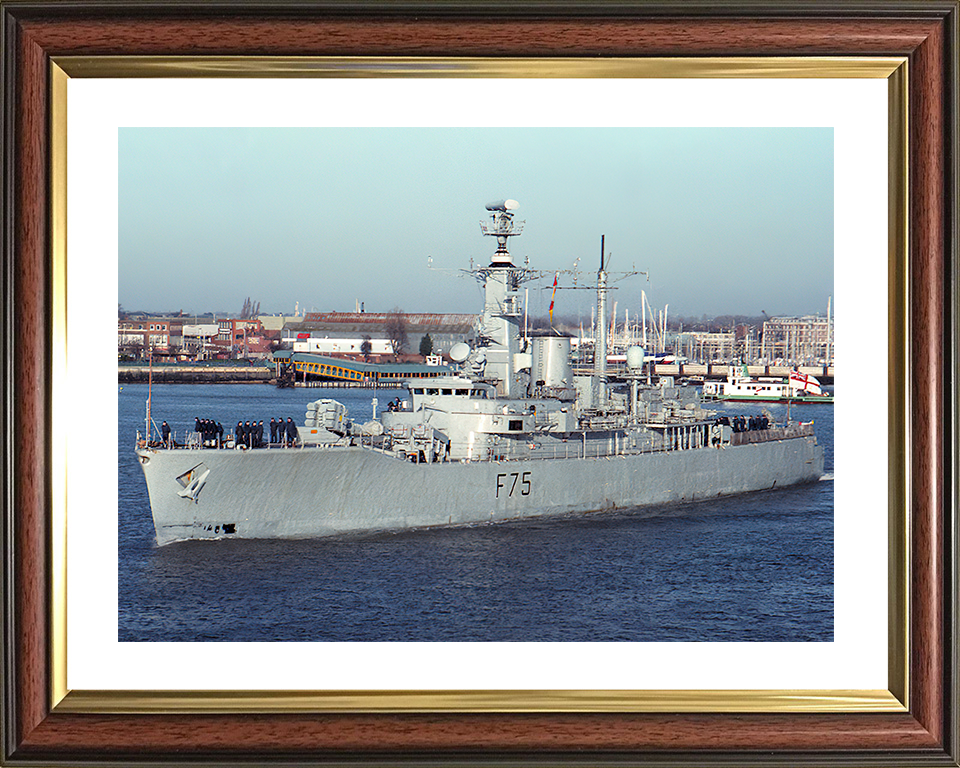 HMS Charybdis (F75) Royal Navy Leander Class Frigate Leaving Portsmouth Photo Print Wall Art Decor Posters, Prints, & Visual Artwork Hampshire Prints 10 x 8 Classic Frame Yes