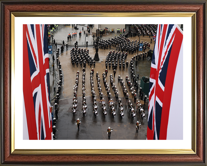 Royal Marines Band Marching At the Kings Coronation Photo Print Hampshire Prints 10 x 8 Classic Frame Yes