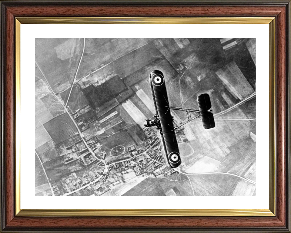 RAF FE.2b fighter over the Western Front 1916 Photo Print - Royal Air Force Aircraft Posters, Prints, & Visual Artwork Hampshire Prints 10 x 8 Classic Frame Yes