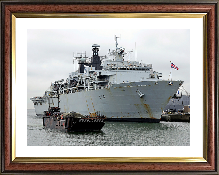 HMS Albion (L14) Royal Navy Albion Class Amphibious Ship With Landing Craft Photo Print Wall Art Naval Decor Posters, Prints, & Visual Artwork Hampshire Prints 10 x 8 Classic Frame Yes