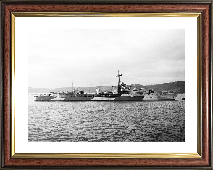 HMS Tartar G43 (F43) Photo Print - At a buoy Apr 1944 - Royal Navy Tribal class Destroyer Hampshire Prints 10 x 8 Classic Frame Yes