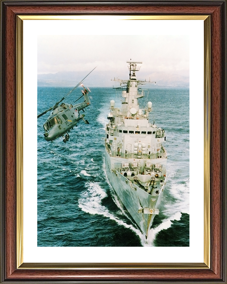 HMS Beaver (F93) Royal Navy Type 22 Frigate Bow View With Helicopter Photo Print Wall Art Decor Posters, Prints, & Visual Artwork Hampshire Prints 10 x 8 Classic Frame Yes