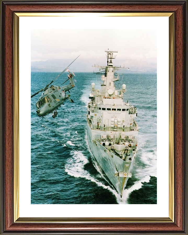 HMS Beaver (F93) Royal Navy Type 22 Frigate Bow View With Helicopter Photo Print Wall Art Decor Posters, Prints, & Visual Artwork Hampshire Prints 10 x 8 Classic Frame Yes