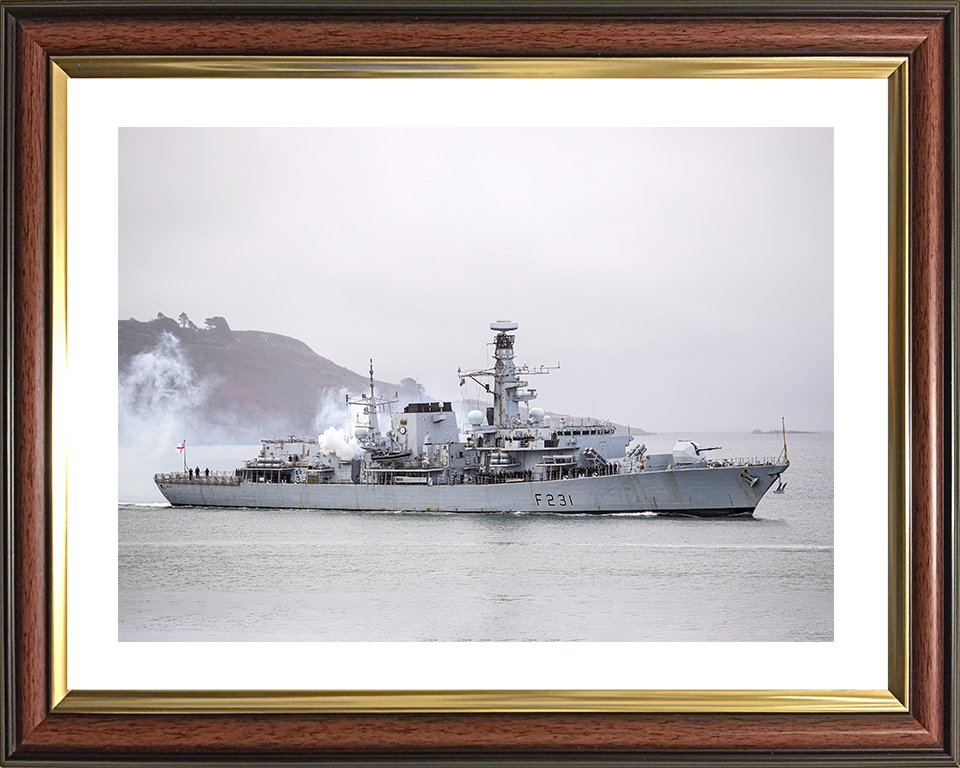 HMS Argyll (F231) Royal Navy Type 23 Frigate Firing Photo Print Wall Art Decor Posters, Prints, & Visual Artwork Hampshire Prints 10 x 8 Classic Frame Yes