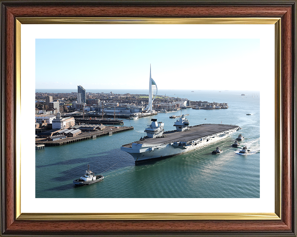 HMS Prince of Wales (R09) Photo Print - Homecoming 2025 - Royal Navy Queen Elizabeth Class Aircraft Carrier Posters, Prints, & Visual Artwork Hampshire Prints 10 x 8 Classic Frame Yes
