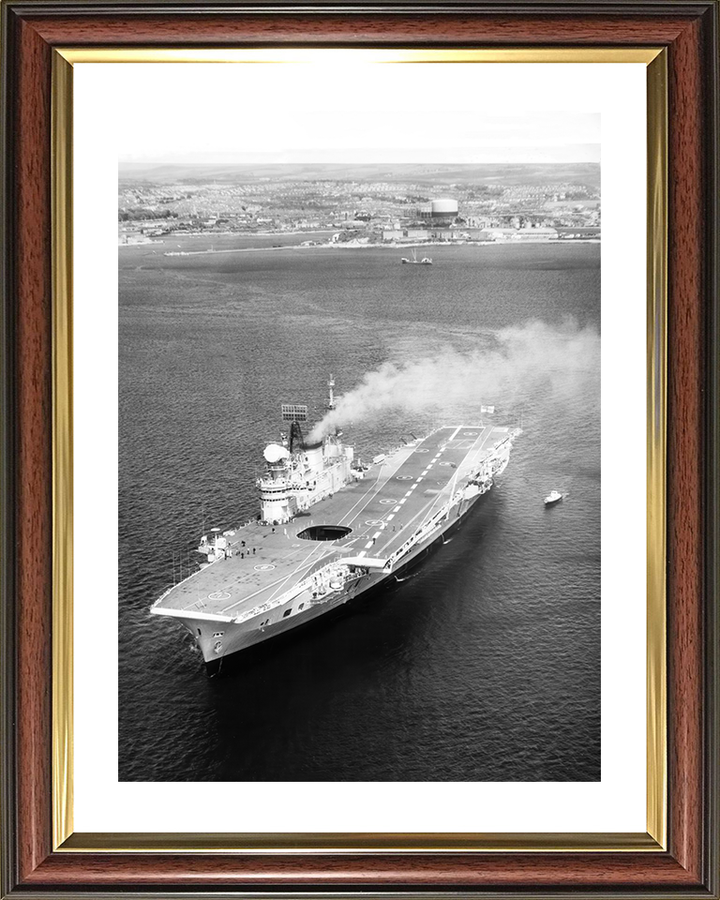 HMS Eagle (R05) Royal Navy Audacious Class Aircraft Carrier High Port Bow View Photo Print Wall Art Decor Posters, Prints, & Visual Artwork Hampshire Prints 10 x 8 Classic Frame Yes