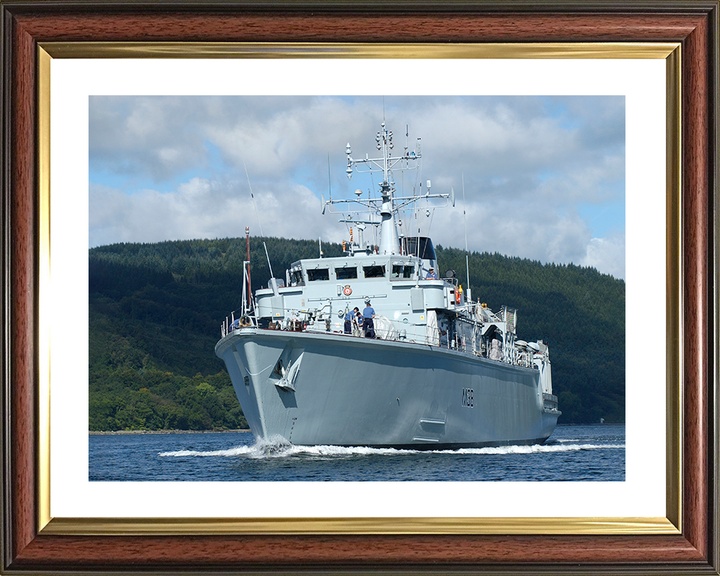 HMS Atherstone (M38) Royal Navy Hunt Class Mine Warfare Vessel Low Port Bow View Photo Print Wall Art Decor Posters, Prints, & Visual Artwork Hampshire Prints 10 x 8 Classic Frame Yes
