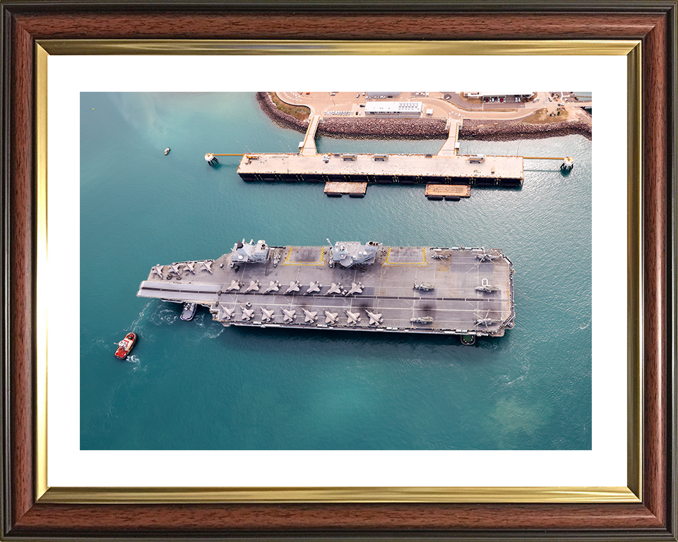 HMS Prince of Wales (R09) Photo Print - Visits Darwin 2025 - Royal Navy Queen Elizabeth Class Aircraft Carrier Hampshire Prints 10 x 8 Classic Frame Yes