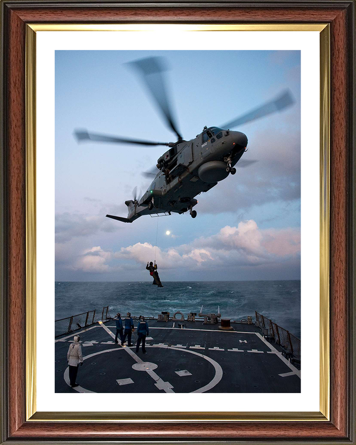 Merlin HM MK1 Helicopter Winching Photo Print - Royal Navy Aircraft Hampshire Prints 10 x 8 Classic Frame Yes