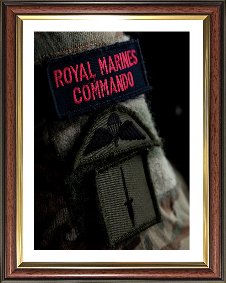Royal Marines Commando Uniform Patches Closeup Photo Print Hampshire Prints 10 x 8 Classic Frame Yes