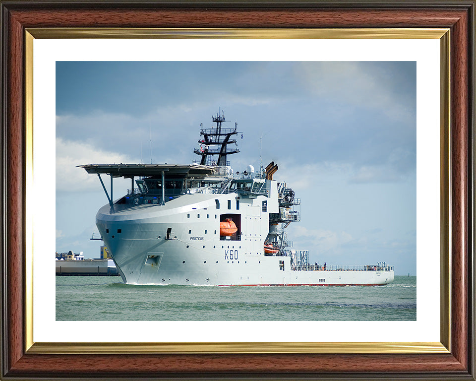 RFA Proteus (K60) Photo Print - Port Side View - Royal Fleet Auxiliary Ocean Surveillance Ship Hampshire Prints 10 x 8 Classic Frame Yes
