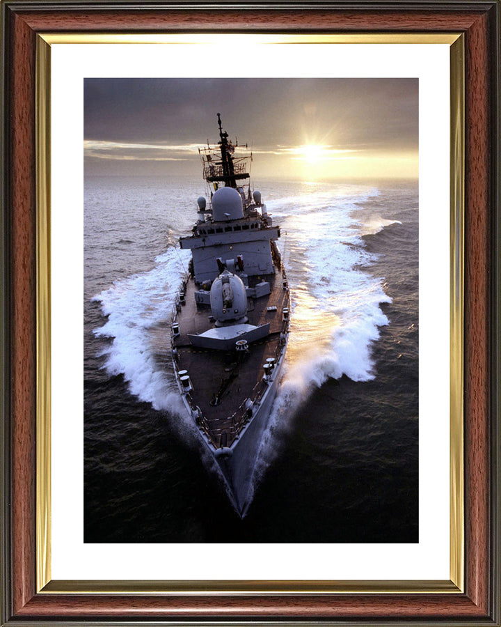 HMS Southampton (D90) Photo Print - High Bow View at Sunset - Royal Navy Type 42 Destroyer Hampshire Prints 10 x 8 Classic Frame Yes