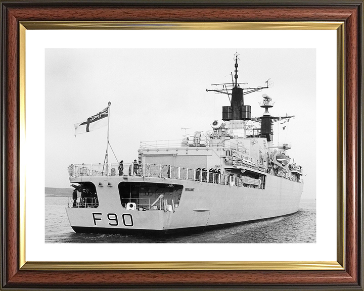 HMS Brilliant (F90) Royal Navy Type 22 Frigate Low Starboard Quarter View Photo Print Wall Art Decor Posters, Prints, & Visual Artwork Hampshire Prints 10 x 8 Classic Frame Yes